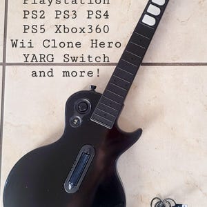 Modded Guitar Hero LES PAUL Controller: Mechanical RGB Frets that light up! Universal Platform Compatibility Playstation Xbox360 Wii Black