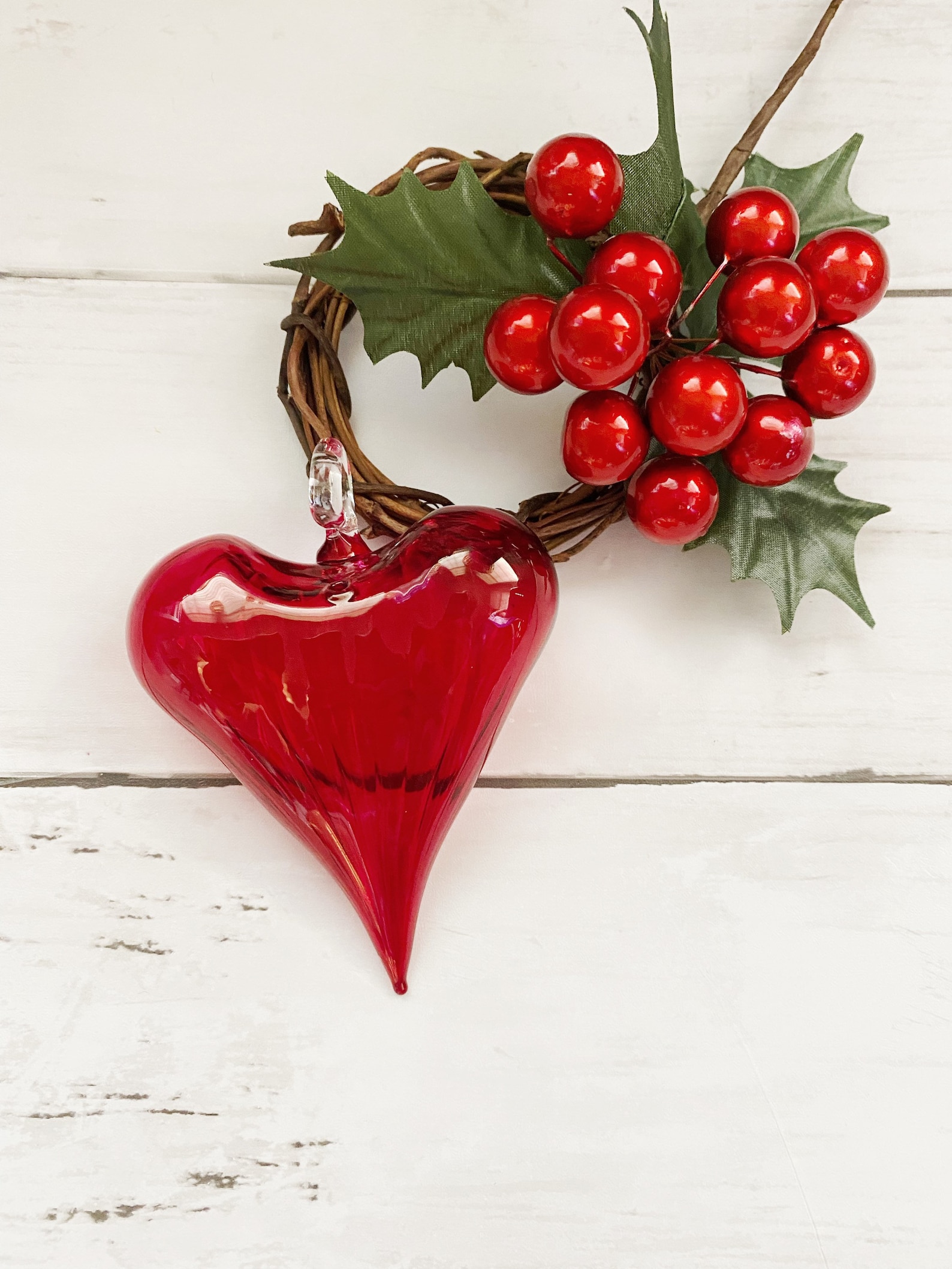 Hand Blown Glass Heart Ornament Christmas Ornament Gift Etsy