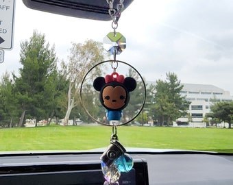 Charm Minnie Mouse pour voiture : décoration de rétroviseur en cristal et perles de verre