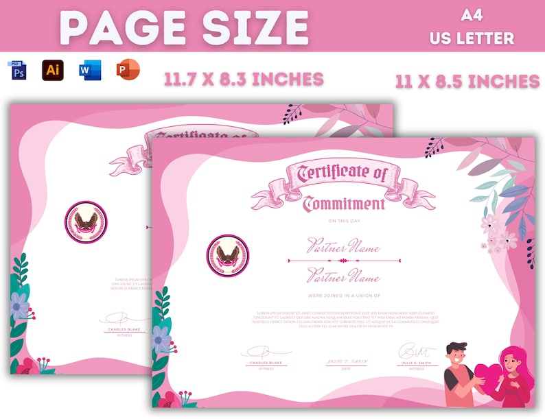 Printable Certificate of Commitment Editable Commitment Etsy Printable Certificate of Commitment Editable Commitment Etsy