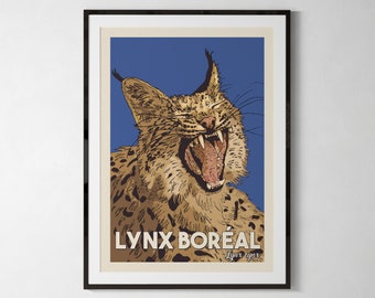 Lynx, animal illustration, naturalistic poster, child poster, A4, A5 or postcard