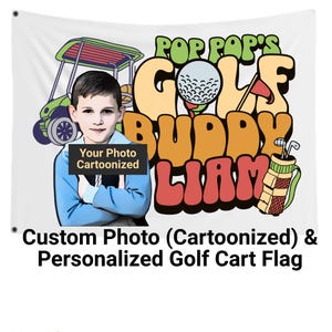 Custom Personalized Double Sided Flag for Golf Dad or Golf Grandfather's Golfing Buddy, Father's Day Gift, Gift for Grandpa, Photo Banner