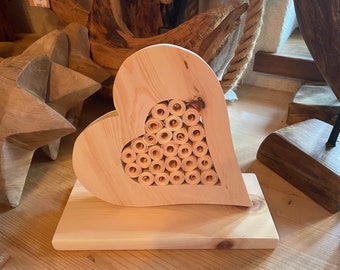 Zirbenholz Deko Herz mit Zirbenspäne | Hochzeitsgeschenk aus Holz | Dekoherz mit Zirbenflocken |  100% handgemacht