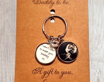 Personalised Dad To Be Baby Scan Photo Keyring | I Can't Wait To Meet You Daddy | Pregnancy | Birthday Present | Fathers Day Gift | Photo