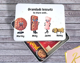 Personalised Biscuit Tin | Cute Dad Grandad Nan Mum Favourite Cookie Jar | Funny Sweet Tin For Him or Her | Christmas Birthday Fathers Day
