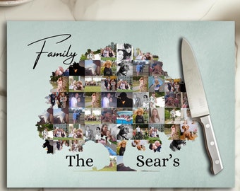 Personalised Photo Chopping Board | Family Tree Keepsake | Glass Cutting Board | Gifts For Nan Mum | Christmas Idea | Mothers Day Birthday