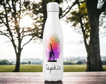 Personalised Name Gymnastics Girl | Double Insulated Water Bottle | Keeps Hot & Cold 500ml | Christmas Gift Ideas | Notebook Gifts For Girls
