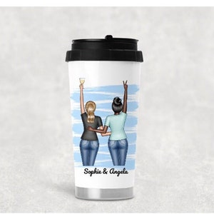 Personalised Friends Travel Mug With Carry Handle | Thermos Coffee Tumbler Mugs With Lid Stainless Steel | 16oz Cup | Good Quality Keeps Hot