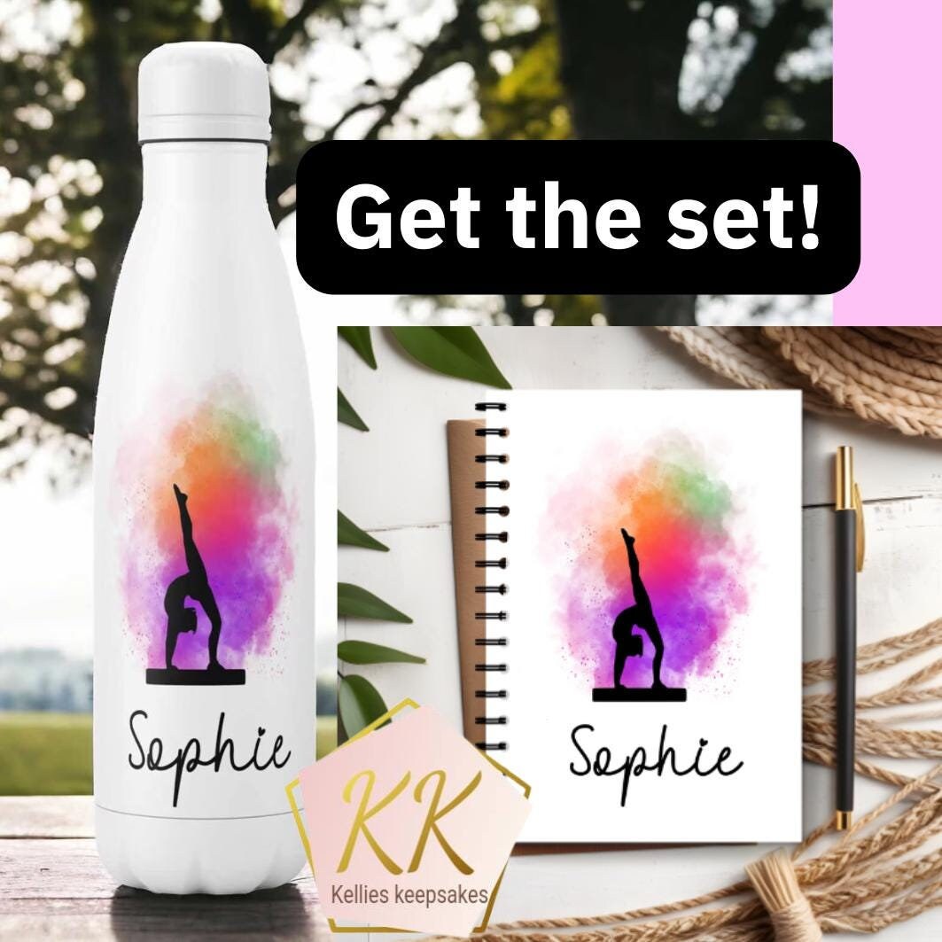 Personalised Name Gymnastics Girl | Single Walled Water Bottle 500ml | Christmas Gift Ideas | Notebook Gifts For Girls | School Essentials - Thumbnail 2