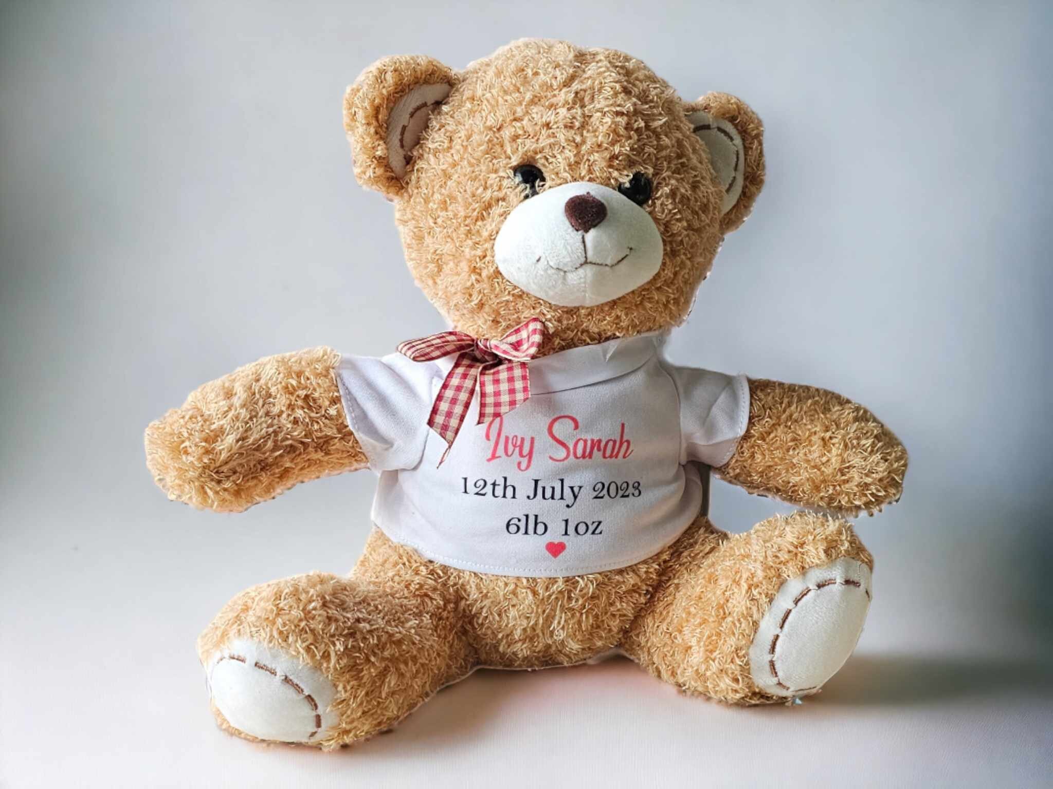 Personalised Teddy Bear | Newborn Baby Gift Ideas | Name Date Weight Gift Keepsake | Baby Boy | Baby Girl Birth | New Mum Present Thoughtful