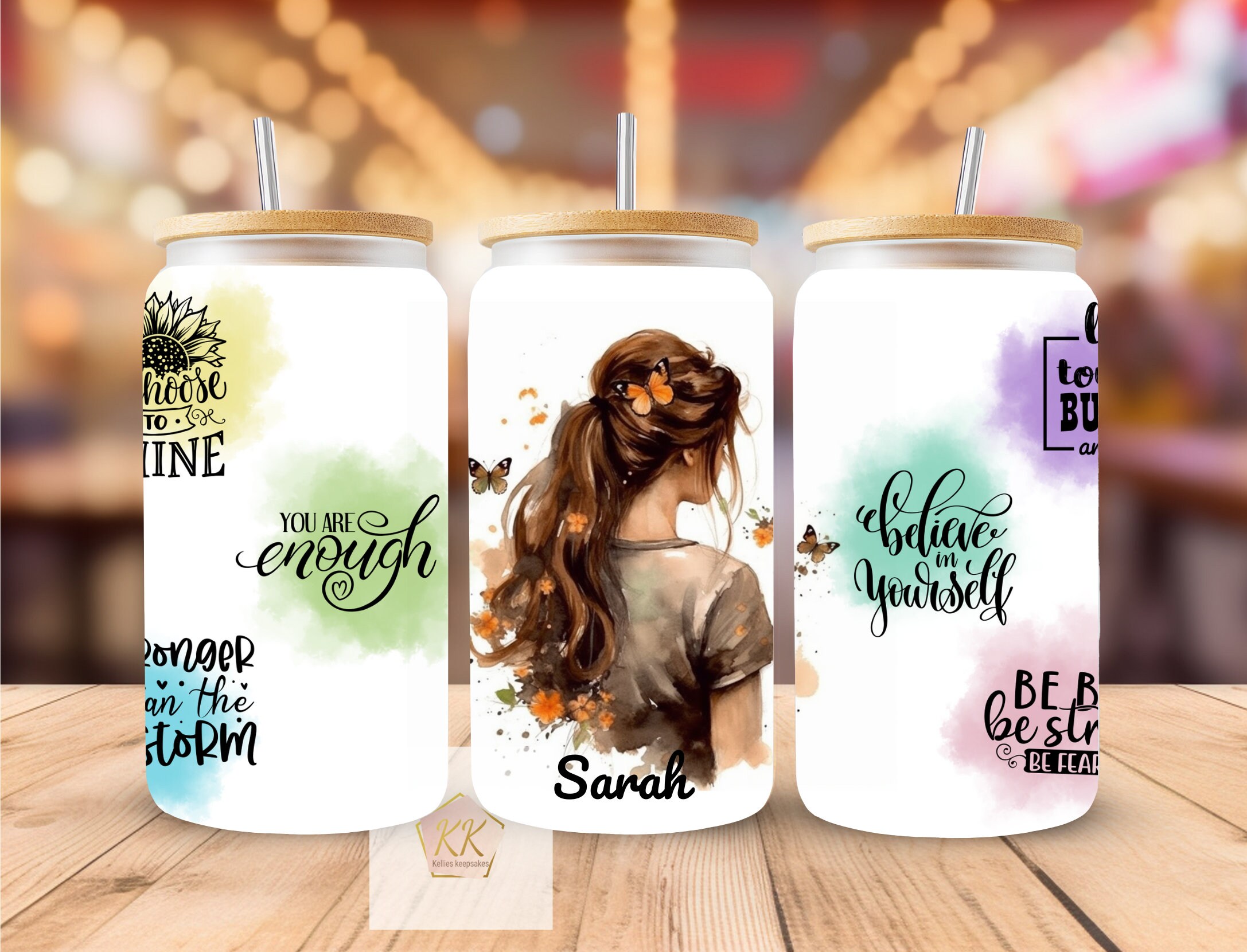 Positive Mindset Personalised Mason Jar | Mental Health Awareness | Daily Motivation | Manifest Self Care Love Affirmation | Wellbeing Cup