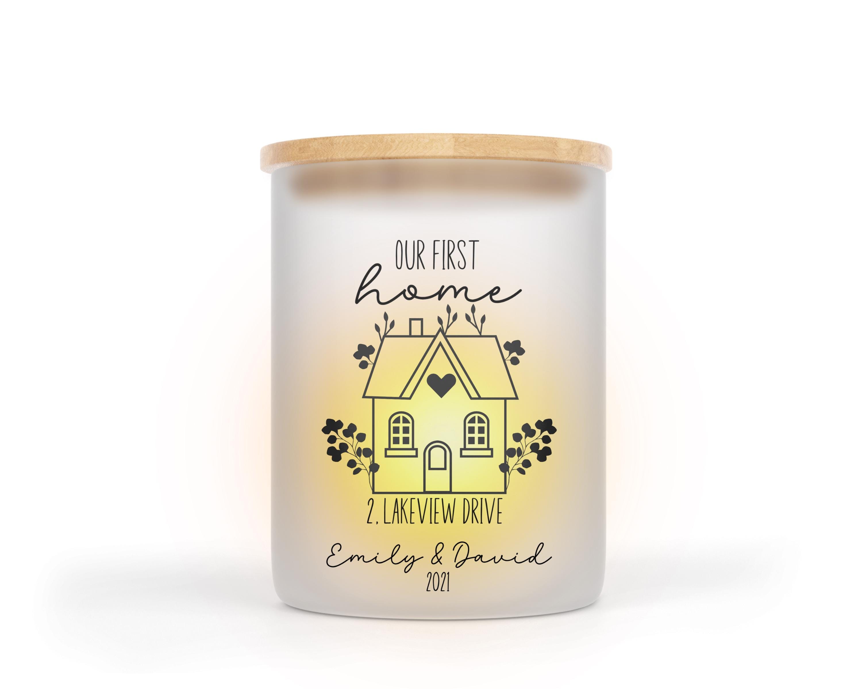 Personalised Glass Candle Holder Jar | Frosted Jar & Lid | Gift Ideas For New Home Couple | 3rd Wedding Anniversary | Autumn Décor Him Her