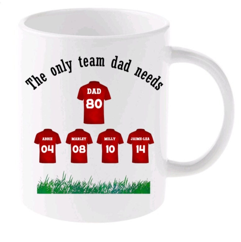 Personalised Dad Family Mugs | Customised Fathers Day Birthday Christmas Gift | Thoughtful Football Fan From Son Daughter to Dad Grandad