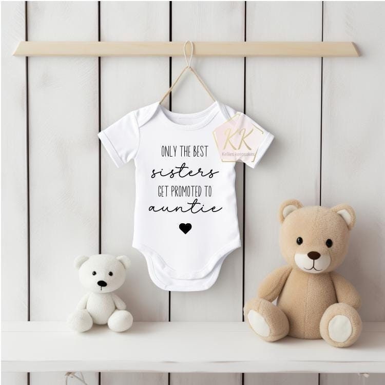 Personalised Baby Vest Grow Suit | Announcement Coming Soon Name Promoted to Auntie | Pregnancy Gift Reveal | How Does Auntie Sound Surprise