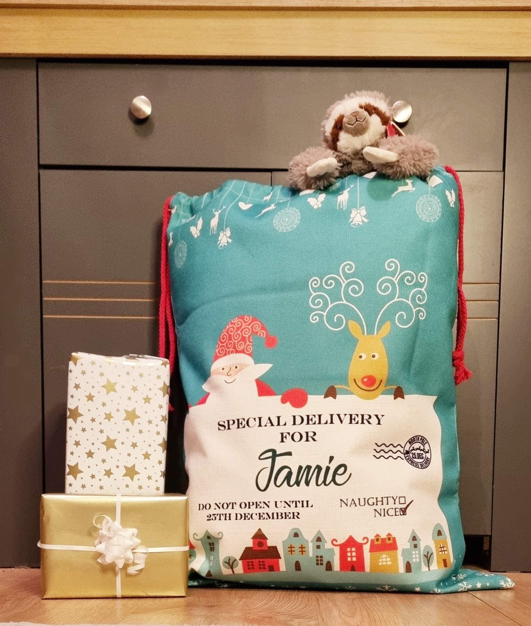 Personalised Name Large Santa Sack | Luxury Christmas Sacks | Christmas Stocking | Gift bag | Good Quality Gifts For Girls | Gifts For Boys - Thumbnail 2
