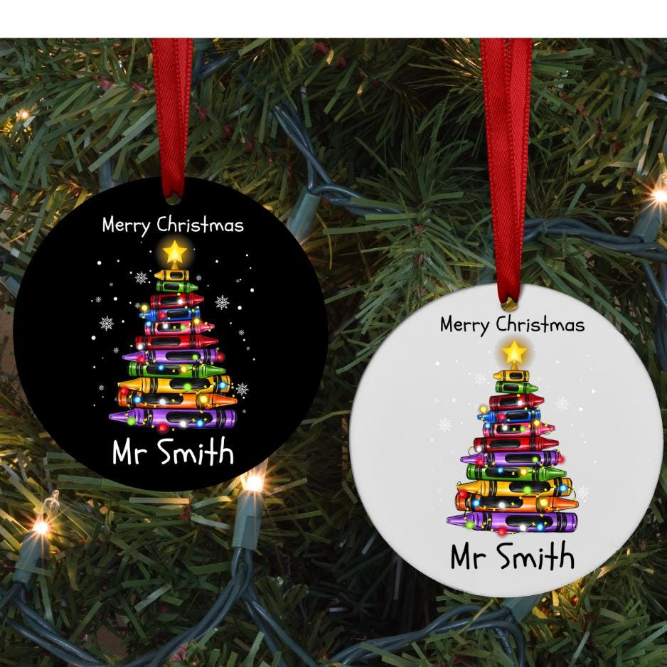 Personalised Teacher Gift TA Teaching Assistant Christmas Bauble | Cute Crayon Gift Design | Name Class | THANK YOU Gift Ideas Appreciation
