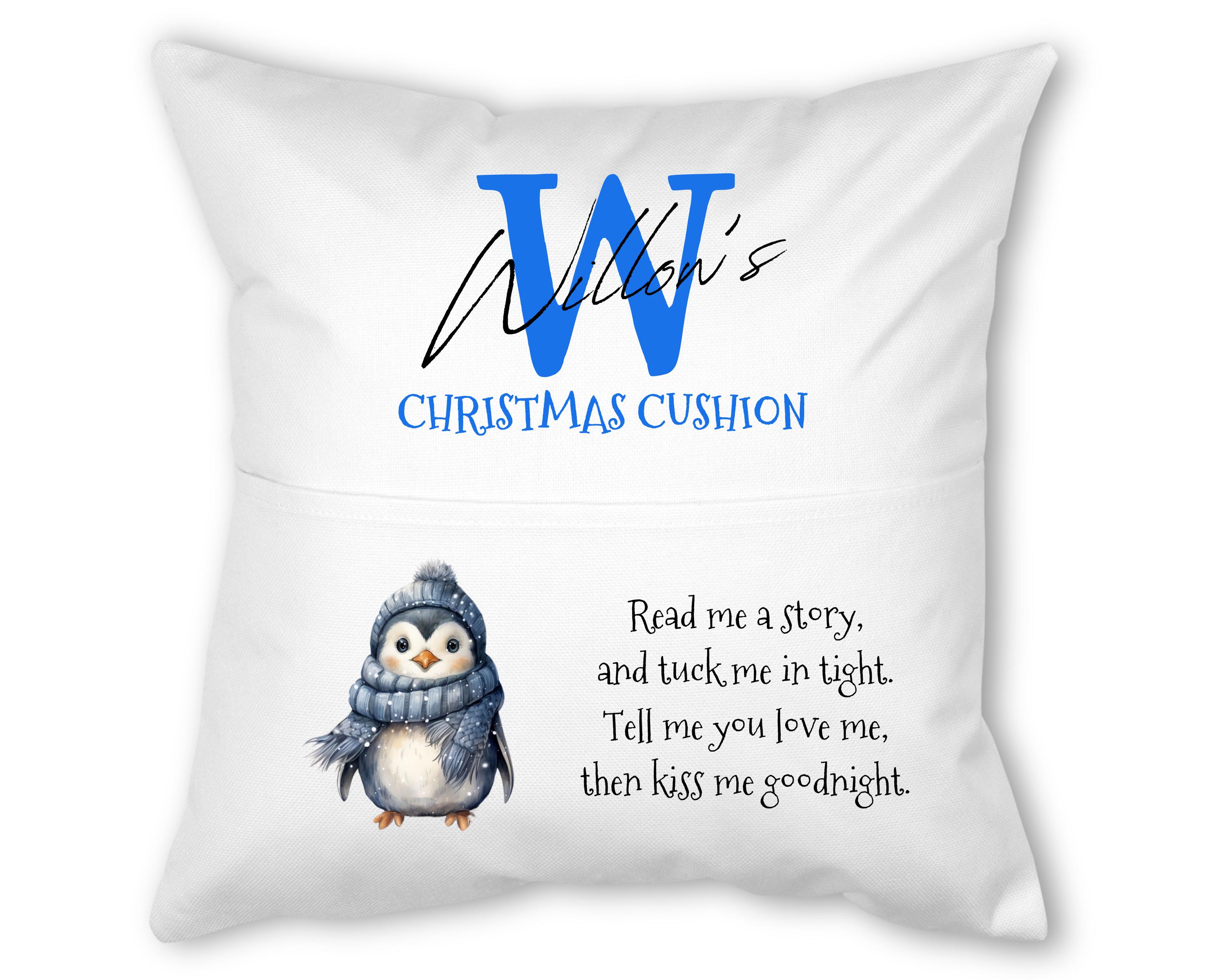 Personalised Story Book Christmas Cushion Cover With Pocket | Bedtime Story Holder | Reading Gifts For Children | Boys and Girls Gift Ideas - Image 1