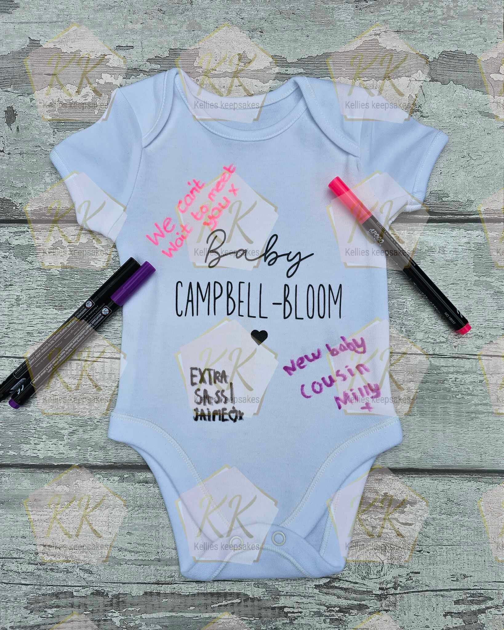 Personalised Colour Baby Vest For Siblings & Cousins | Welcome Home Baby Name Little Brother Sister | Baby Grow Announcement | Gift Message - Image 1