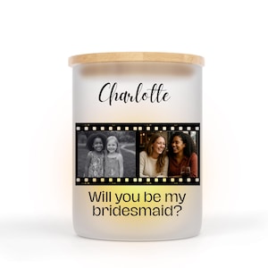 Personalisierte Foto Kerzenhalter | Brautjungfer Vorschlag | Trauzeugin Geschenke | Foto Geschenke | Benutzerdefinierte Andenken | Brautsjungfer Kerze mit Deckel