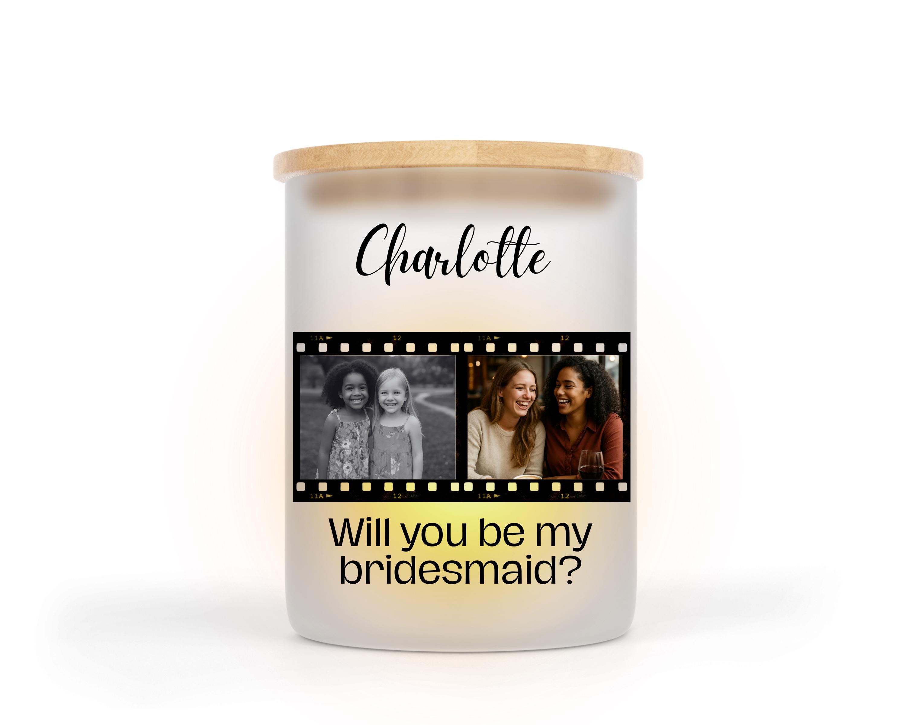 Personalised Photo Candle Holder | Bridesmaid Proposal | Maid Of Honour Gifts | Photo Gifts | Custom Keepsake | Bridesmaid Candle Jar & Lid
