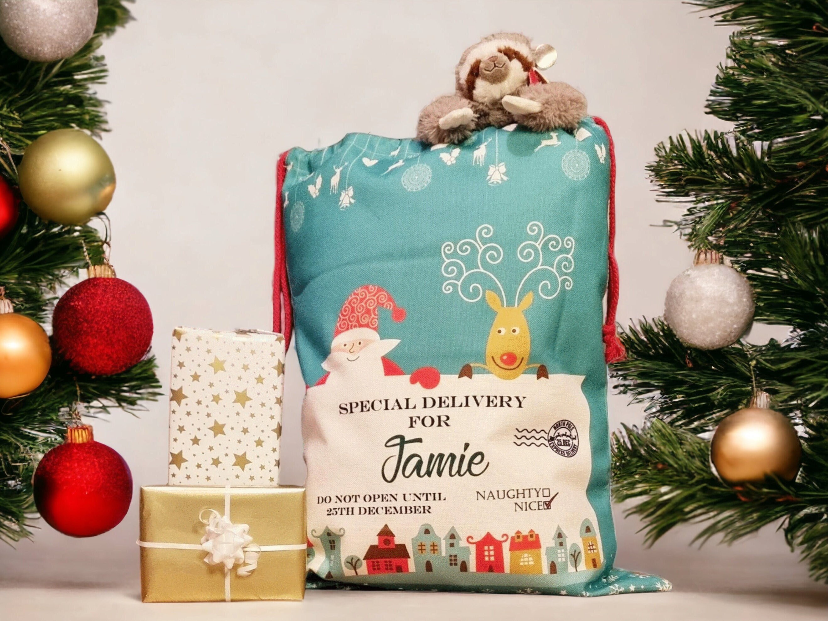 Personalised Name Large Santa Sack | Luxury Christmas Sacks | Christmas Stocking | Gift bag | Good Quality Gifts For Girls | Gifts For Boys