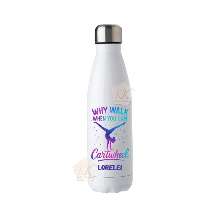Personalised Name Gymnastics Girl | Double Insulated Water Bottle | Keeps Hot & Cold 500ml | Christmas Gift Ideas | Notebook Gifts For Girls