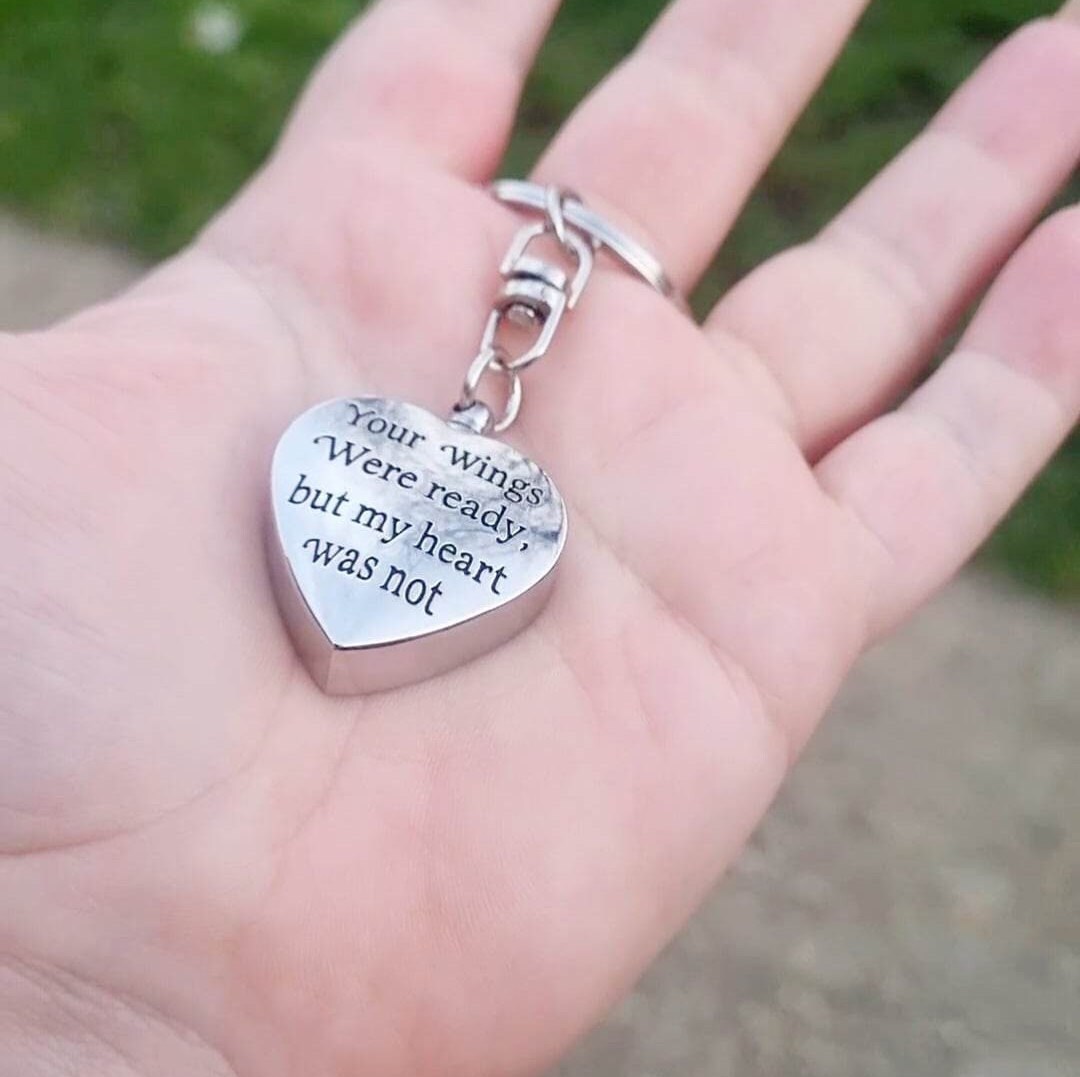 Personalised Heart Urn Keyring Ornament | Customised Photo Memorial Sentimental Keepsake | Cremation Ashes Pot | Your Wings Were Ready Gift - Thumbnail 3