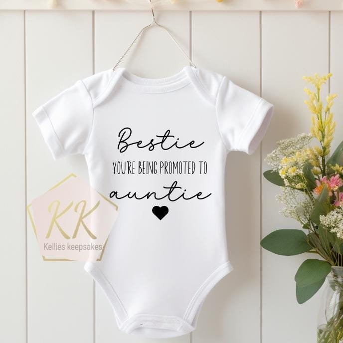 Personalised Baby Vest Grow Suit | Announcement Coming Soon Name Promoted to Auntie | Pregnancy Gift Reveal | Bestie Surprise