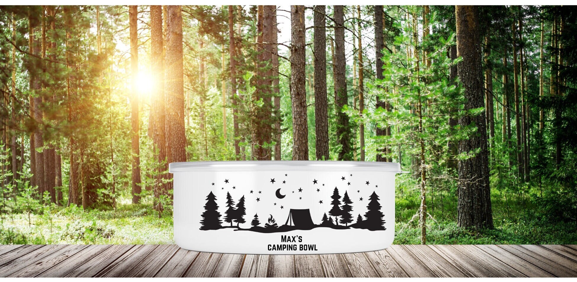 Personalised Travel Dog Bowls Cat Bowls | Name Camping Pet Bowl Feeding Bowl | Lightweight with Lid | Mrs Hinch Inspired | Clean and Tidy