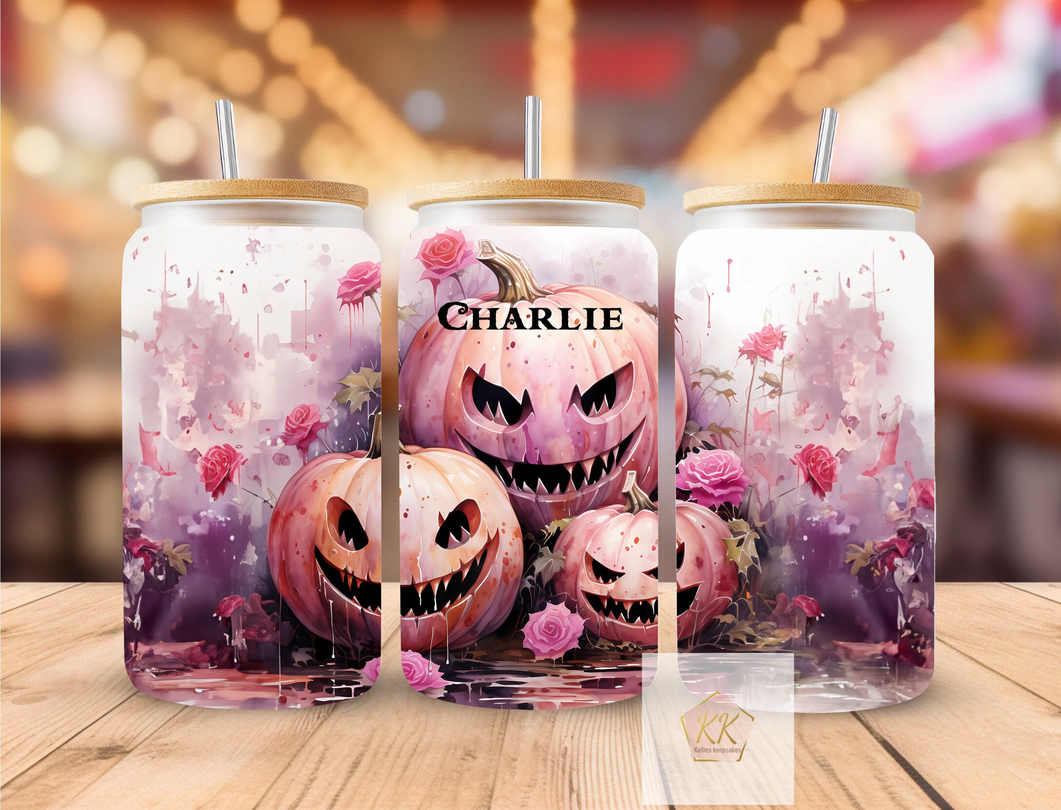 Personalised Frosted Glass Mason Jar With Straw | Halloween Name Ideas For Kids | Gifts For Him | Gifts For Her | Halloween Drink Jar