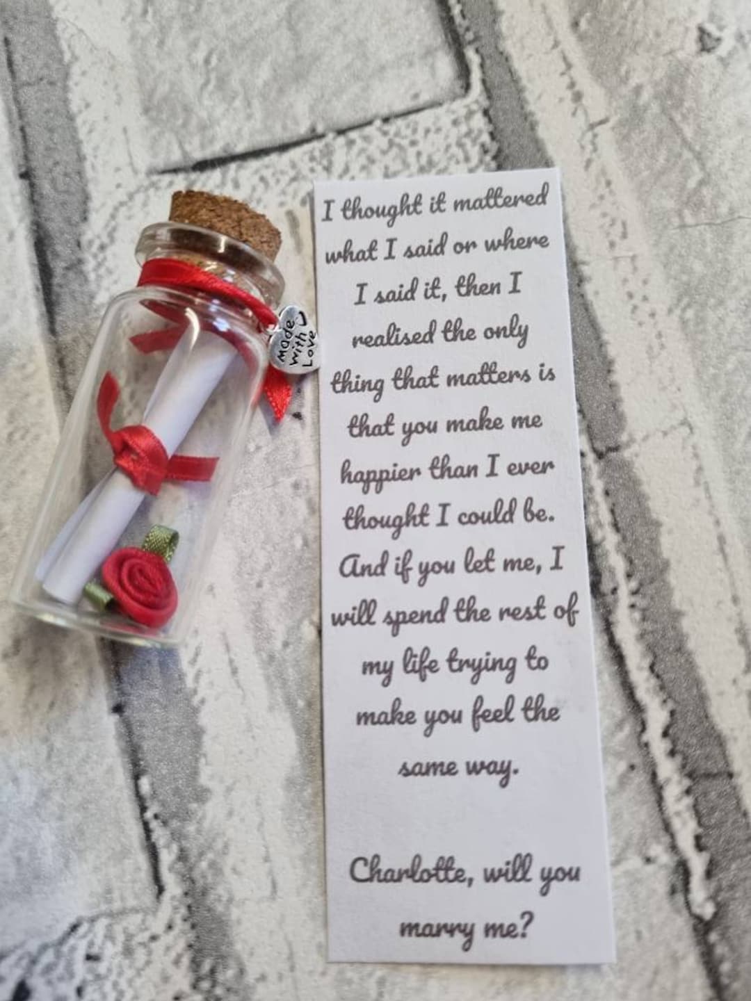 Customised Proposal Love Message in a Bottle. Save the Date