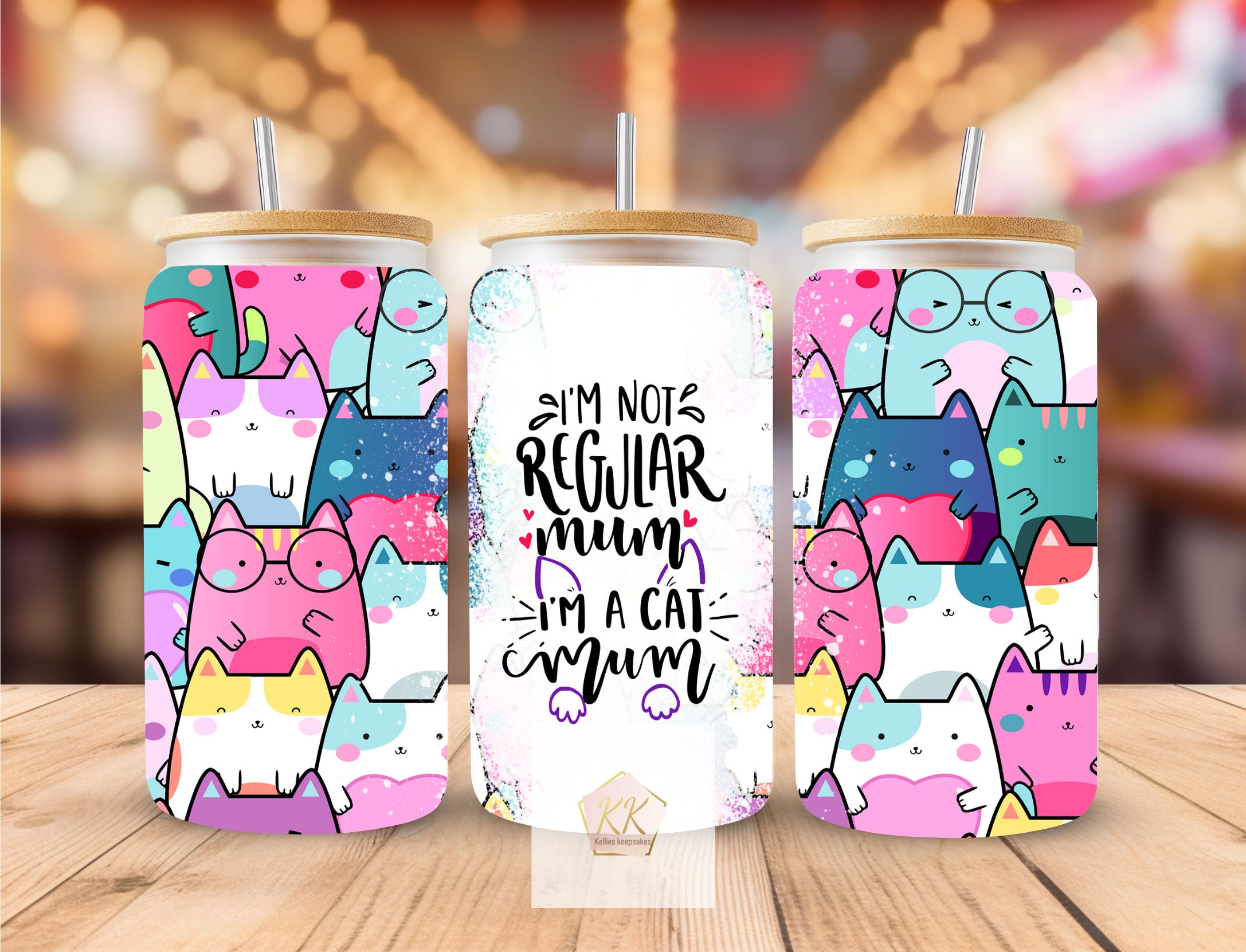 Personalised Frosted Glass Mason Jar Straw | Cat Mum Gifts Ideas For Her | Iced Coffee | Christmas Valentines Present | Crazy Cat Lady Gift