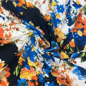 Floral Print Multicolor Poly Print Jersey Stretch Fabric - By the Yard