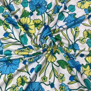 Floral Print Multicolor Poly Print Jersey Stretch Fabric - By the Yard