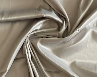 Grey Satin  Fabric - By the Yard