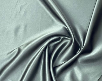 Basil Green Dull Satin Polyester Fabric - By the Yard