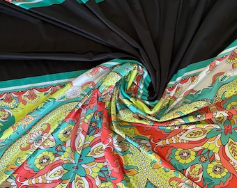 Black Bohemian Print Multicolor Stretchy Dress Print Polyester Fabric