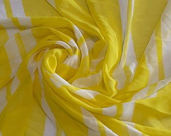 Gelb gestreifter Chiffonstoff mit transparentem Hintergrund - Meterware