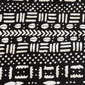 Black and White Multicolor Tribal Print Design Cotton Fabric  - By the Yard