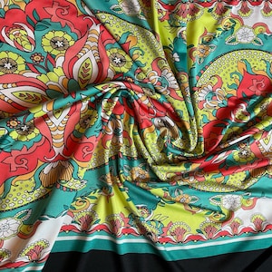 Black Bohemian Print Multicolor Textured Colorful Mixed Print Jersey Fabric - By the Yard