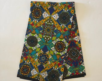 Tissu en coton multicolore à imprimé africain Ankara - l'mètre