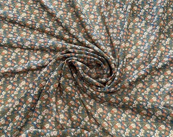 Floral Print Green Multicolor Poly Print Chiffon Sheer Fabric - By the Yard