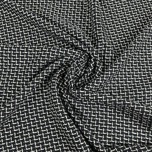 Black and White Polyester Basketweave Fabric