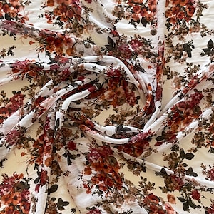 Floral Print Weiß Multicolor Chiffon Polyester Stoff - Großware