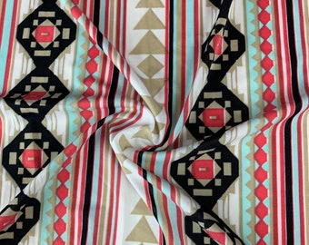 Geometric Diamond Multicolor Print Poly Blend Fabric