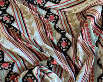 Geometric Patterned Multicolor Stretchy Dress Print Fabric