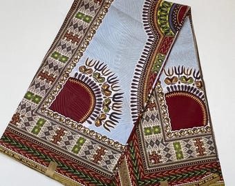 Light Blue Dashiki Print Cotton Fabric - By the Yard