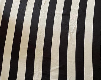 Black and White Striped Sheer Poly Print Satin Fabric - By the Yard