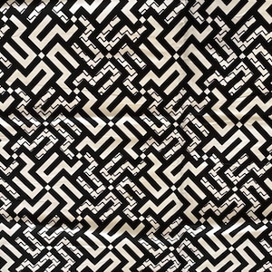 Black and White Geometric Patterned Cotton Fabric - By the Yard