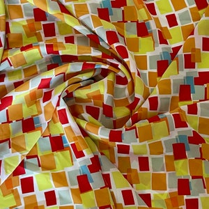 Multicolore Stampa Geometrica Chiffon Poliestere Tessuto